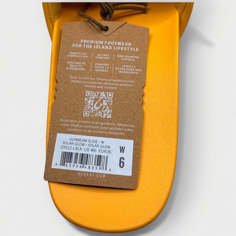 OluKai Sunbeam Slide Women’s Sandals Solar Glow Yellow Size 6 NEW No Box - Picture 9 of 9